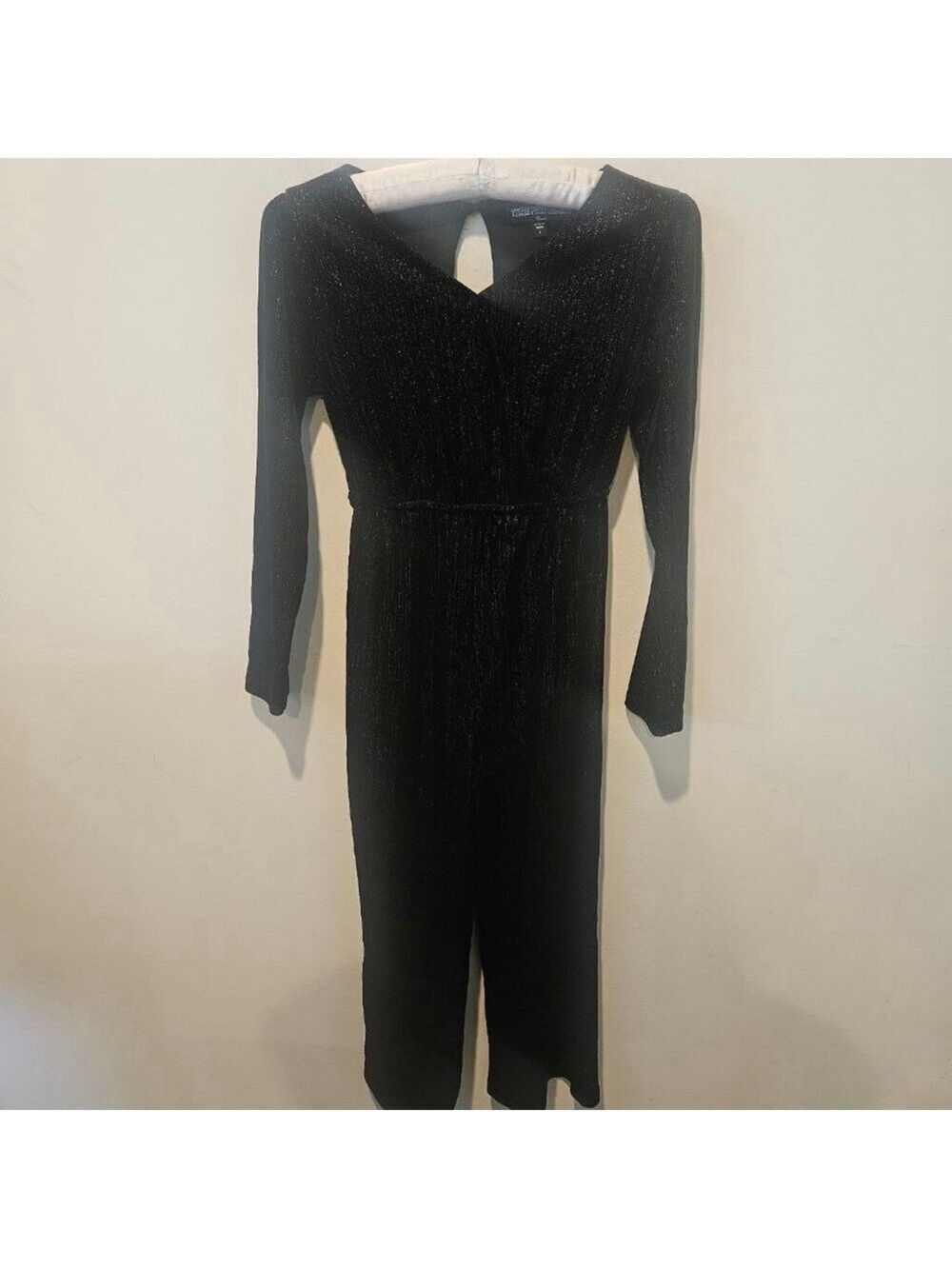 Junior's/Tweens THREE PINK HEARTS Black Silver Shimmer Jumpsuit L